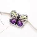 Accessoire papillon exquis avec émail dégradé et strass en cristal étincelants de qualité - Violet & Jaune