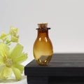 Miniature pear-shaped amber glass bottle with natural cork stopper for DIY craft projects - Champagne Oval Bottle With Cork