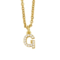 Detailed macro view of gold-plated G-letter pendant necklace with sparkling pavé crystals - Letter G / Gold