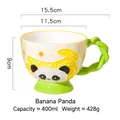Banana Panda ceramic mug with 3D relief, green vine handle, 400ml capacity for coffee - Banana Panda