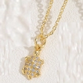 Collana con ciondolo a tartaruga dorata e zirconi bianchi scintillanti per donna - Stile Piccola Tartaruga con Zirconia Completa / Oro