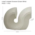 Modern S-shaped matte beige ceramic ornament with wavy texture, 29cm width decorative piece - S-Shape Ornament Large Off-White