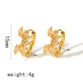 Boucles d'oreilles créoles en acier plaqué or avec zircons en forme de feuilles - Style de Feuille Marquise (TE6496-WT)