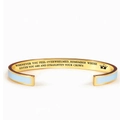 Golden stainless steel cuff bracelet with light blue enamel and Mother Daughter engraving - Sister / Sky Blue