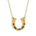 Collana a ferro di cavallo dorata con gemme colorate in acciaio placcato oro 18K - Oro