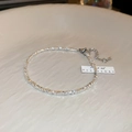 Macro detail of silver irregular metal bead bracelet with lobster clasp and extension chain - 69# Bracelet-Silver Gravel Chain