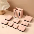 Pink and black jewelry gift box set with matching paper shopping bag for necklaces - 5*5*3cm Ring Box / Pink Black