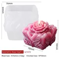 Geometric rose heart silicone candle mold with finished pink flower candle and measurements - Geometric Rose Heart C LZ-672