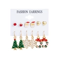 6-pair set of festive Christmas earrings including Santa Claus and Xmas tree designs - Christmas Wreath and Heart Set (MS940-2)