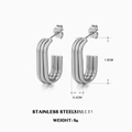 Minimalist silver-tone geometric U-shaped earrings in polished stainless steel - 1.9x0.4cm / Silver