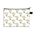 Blumige Kosmetiktasche mit orangem Tulpenmuster und sicherem schwarzem Reißverschluss - 02-Weiß Orange Tulpe