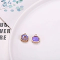 Square purple faceted crystal pendants in decorative golden birdcage floral settings - Light Purple