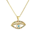 Golden Evil Eye pendant necklace with colorful crystals and blue eye charm on white background - Style 1729-Colorful Zirconia / Gold