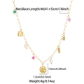 18k gold plated stainless steel necklace with natural stones and pearl pendant Charms - Gold