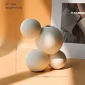 Abstract white ceramic bubble vase with matte finish in 17x13cm modern stacked sphere design - Vase E-1524 (17x13CM)