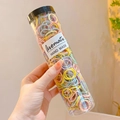 Elastici per capelli spessi in vari colori macaron in una bottiglia trasparente - Barattolo / 4# Serie Colorata Piccoli Anelli con Palline (300 Pezzi)