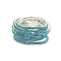 Sparkling multi-row stretch bracelet with bright blue rhinestones on silver metal base - Silver Multi-turn Spiral Blue Rhinestone