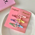 Set of 6 colorful matte macaron hollow hair clips for kids in candy shades on display card - Macaron Oval