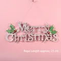 Silver Merry Christmas door sign with green holly leaves on a pink background - 24.5cm Silver with Lanyard