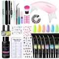 Kit per extension unghie in polygel con lampada LED UV SUNmini rosa e 6 colori di gel - H-ZH148-Set Grande Poly Gel Luminoso Con Lampada