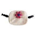 Porta fazzoletti in peluche bianco per auto con decorazione floreale rosa e blu baby - Fiore a 6 Petali Rosso Rosa