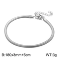 Bracciale a catena serpente in acciaio inossidabile argento con chiusura a moschettone - Larghezza 3mm-Lunghezza 18cm (KB156569-Z) / Color Acciaio