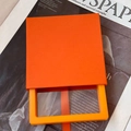 Caja de regalo para joyas extraíble naranja vibrante con marco amarillo y asa de cinta - Naranja Set/Interior 9x9x2cm/Sin Impresión