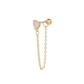 Pendiente de corazón rosa con cadena dorada y cierre de bola de estilo Y2K - EGD0442 / Dorado