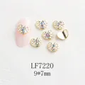 Bijoux à ongles en cœur doré avec cristaux AB de 9x7mm pour le nail art japonais - Cœur doré strass AB (LF7220)