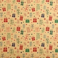 Thick kraft gift wrapping paper featuring festive Christmas patterns on a beige background - Gift Box