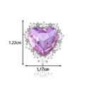 Titanium steel heart-shaped ear stud with purple gemstone and size measurements - Silver Purple Heart Style (AMY5-3#Silver)