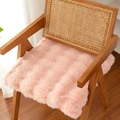 Thick plush chair cushion in soft pink with wavy texture on a wooden chair - Medium(40x40cm) / Pink