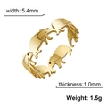 Golden stainless steel elephant pattern ring with 5.4mm width and 1.5g weight detail - Gold
