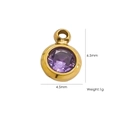 14K gold plated stainless steel pendant with faceted purple gemstone and 4.5mm x 6.5mm size - 47 Purple Gem Bead