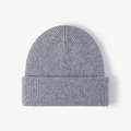 Minimalist grey ribbed knit beanie with thick fold-over cuff for winter warmth - Adjustable / Jade Gold Gray