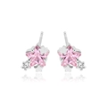 Chic 18k gold plated star earrings with pink zircon stone and silver accents - E2550 Shooting Star / Silver