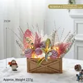 25cm pink mini Christmas tree in wooden box with LED lights and white ornaments - Long Wood Box Pink Tree with Light (B23001A-1)