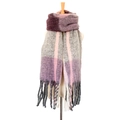 Thick purple and grey plaid scarf with fringe on a mannequin against white background - 08# Purple Plaid