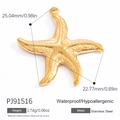 Golden stainless steel starfish pendant charm with waterproof and hypoallergenic finish - Gold Starfish Large (PJ91516 Small)