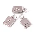 Silver copper micro-pave square pendants with V and A letters and zircons - Rectangle Letter VAP / White Gold Plated