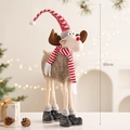 60cm Christmas reindeer plush with red striped scarf and long legs for festive decoration - Style B Plush Deer (Medium) - Grey / 60CM