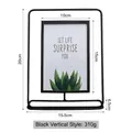 Modern minimalist black iron photo frame variant with 15.5x20cm metal structure and base - Vertical Black 6-inch