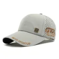 Grey breathable baseball cap with laser-cut side vents and metal GKVO logo badge - One Size 55-60cm / Light Gray