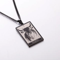 Vintage Taurus zodiac square pendant necklace in black stainless steel for men - Taurus / Black