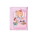 Pink mini wallet with cartoon bear illustration and zipper closure for cards and coins - Pink