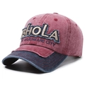 Gorra de béisbol vintage burdeos y azul marino con denim desgastado y bordado BHOLA - Ajustable / Rojo