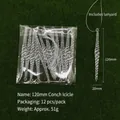 Set of 12 transparent acrylic seashell spiral icicles with silver cords for Xmas decor - Conch Style Ice Cone / 120mm