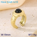 Anillo vintage de acero martillado dorado con perla negra incrustada, talla 6-10 - US 6 / Dorado