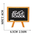 Detailed embroidery of Back to School blackboard patch with measurements and scale - Blackboard Style (X30QC-115-10)