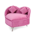 Pink heart-shaped velvet sofa jewelry box with silver floral base and mini pillows - Heart Sofa / Pink